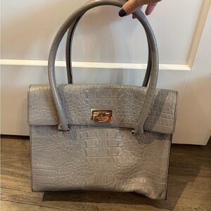 kate Spade gray leather hand bag